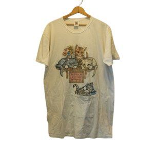 Nite Lite Women's One Size Vintage Cat Night Shirt Lounging Dress w/Pocket